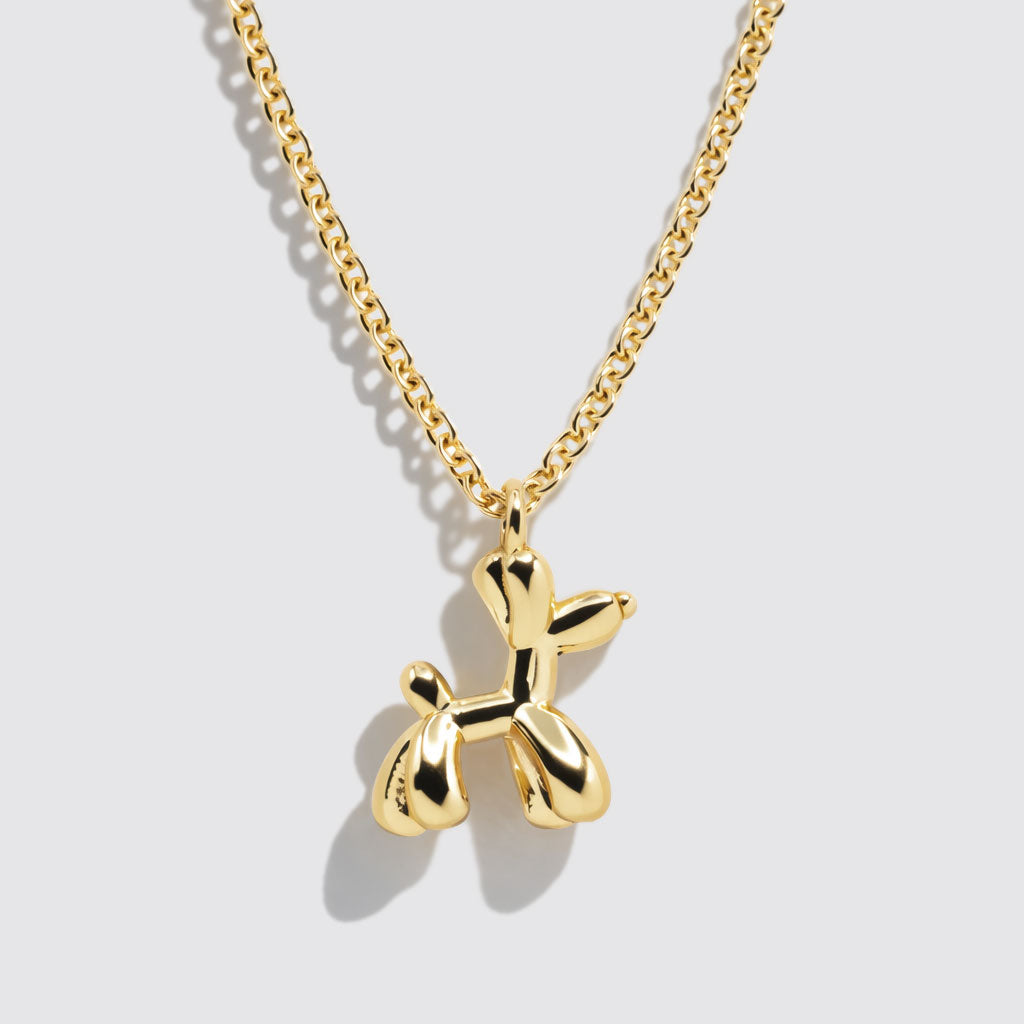 Gold-Tone Necklace with Balloon Dog Charm Pendant