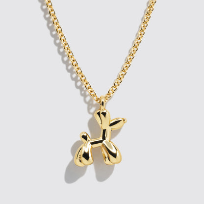 Gold-Tone Necklace with Balloon Dog Charm Pendant