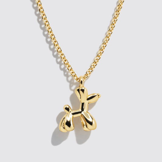 Gold-Tone Necklace with Balloon Dog Charm Pendant