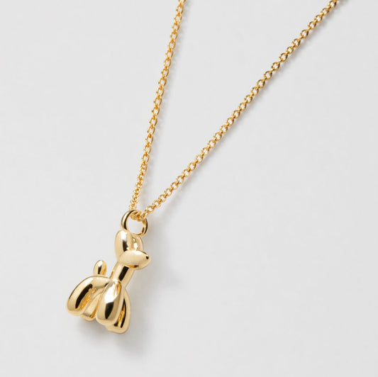 Gold-Tone Necklace with Balloon Dog Charm Pendant