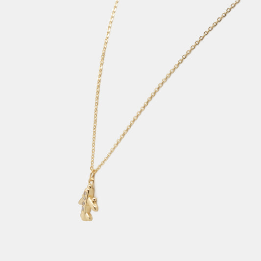 Small plane charm golden necklace with cubic zirconia - PR253N024GL