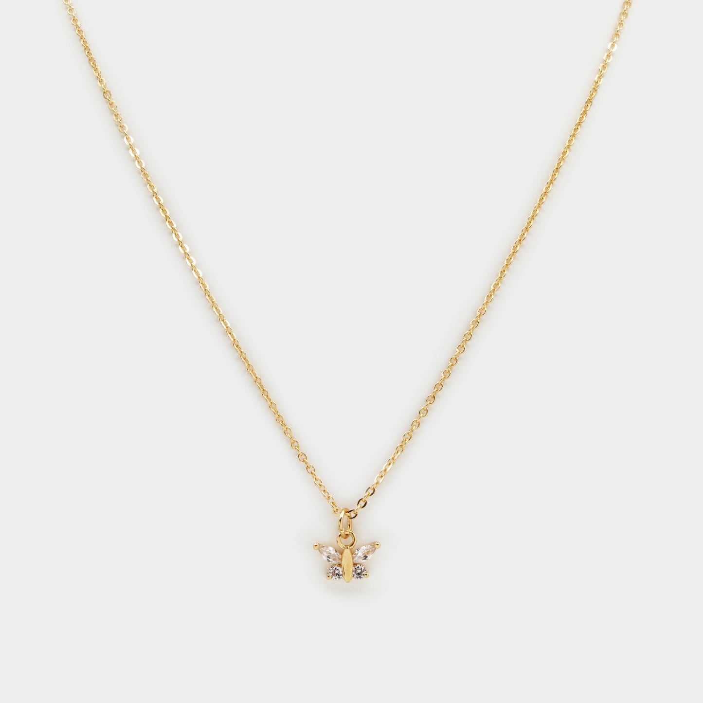 Collier doré breloque petit papillon avec zircons cubiques - PR253N025GL