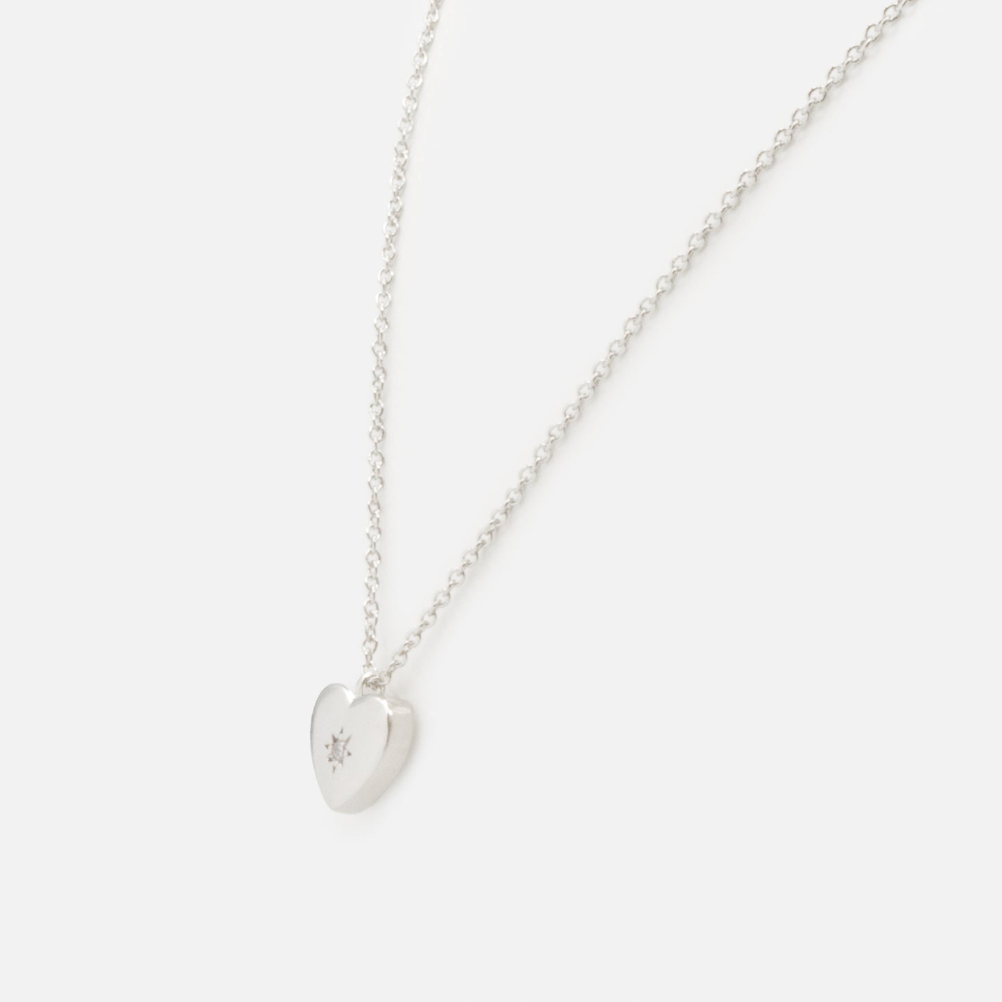 PR253N026SL - Collier argenté breloque cœur épais avec zircon cubique