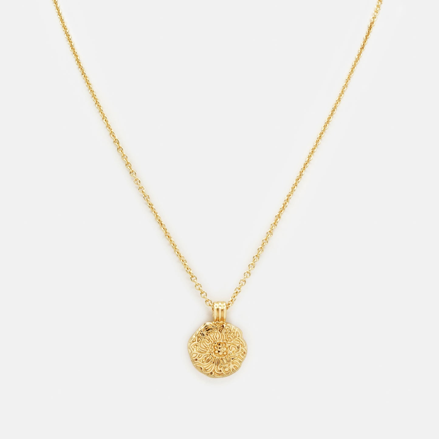 Collier doré breloque fleur texturée - PR253N027GL