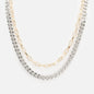 PR253N028MM - Collier double chaîne deux tons