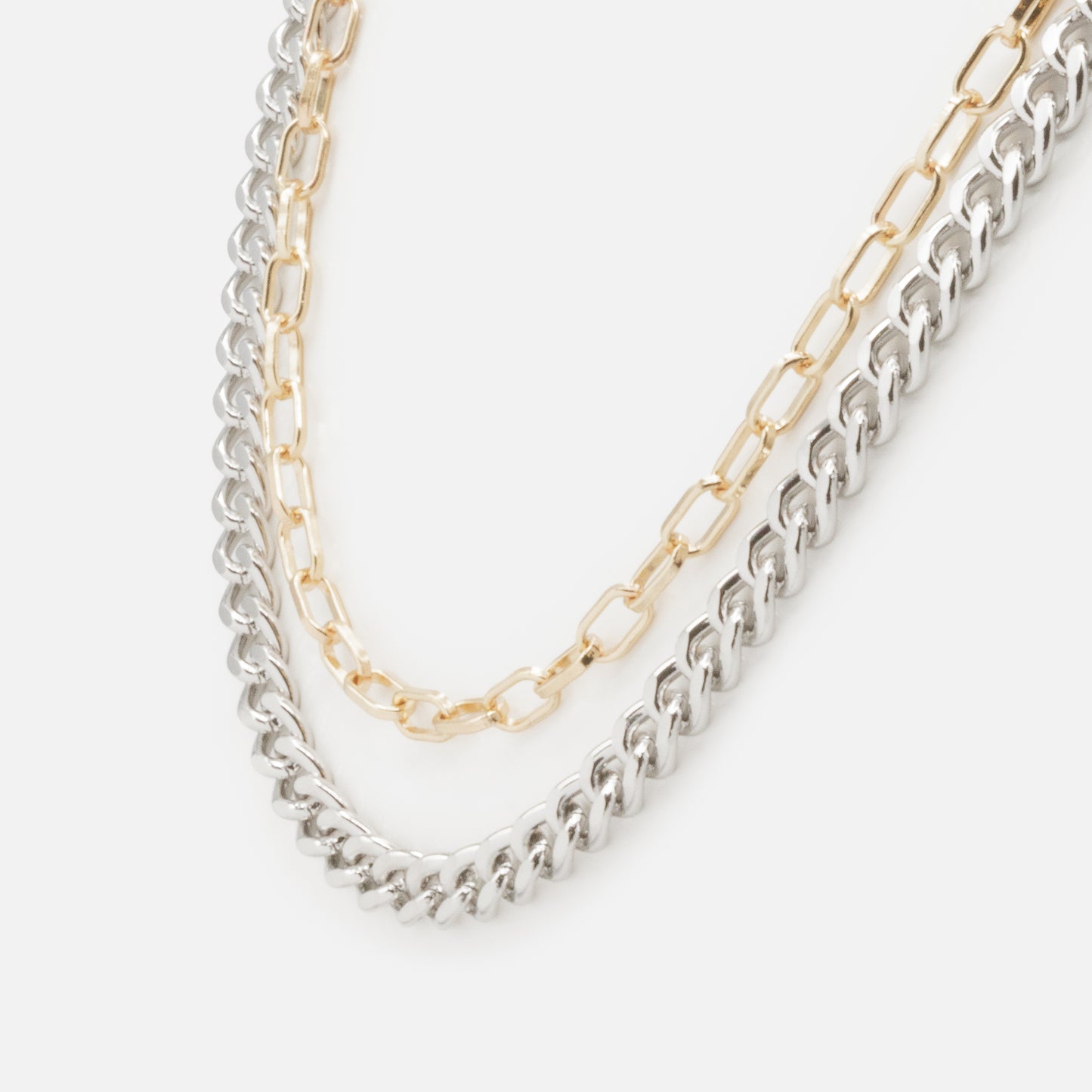 PR253N028MM - Collier double chaîne deux tons