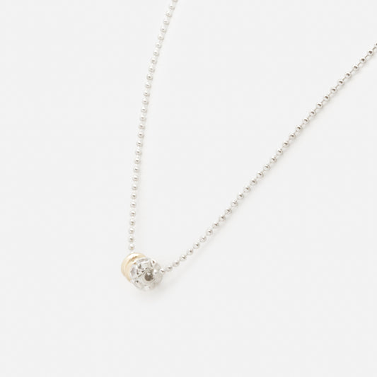 PR253N029MM - Two tone cylindrical charms silvered necklace