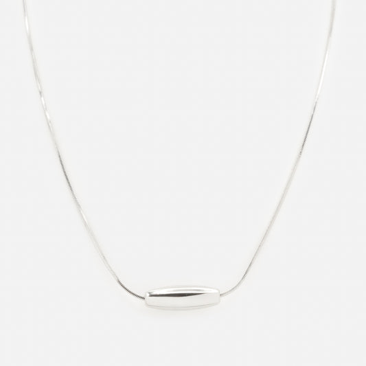 PR253N031SL - Long bead charm silvered necklace