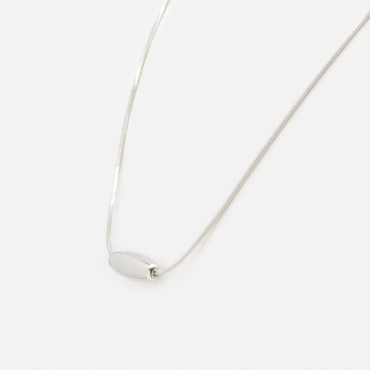 PR253N031SL - Long bead charm silvered necklace