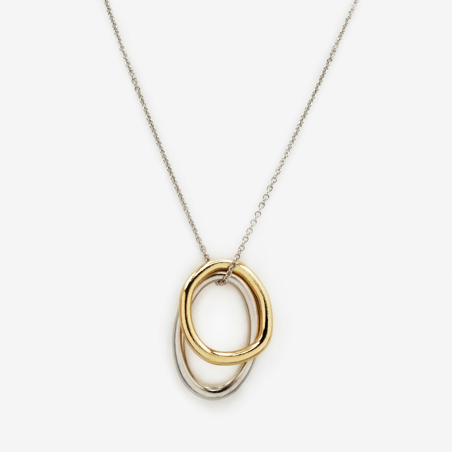 Two tone circular charms silvered necklace - PR253N032MM