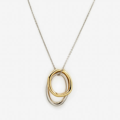 Two tone circular charms silvered necklace - PR253N032MM