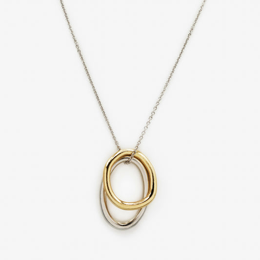 Two tone circular charms silvered necklace - PR253N032MM