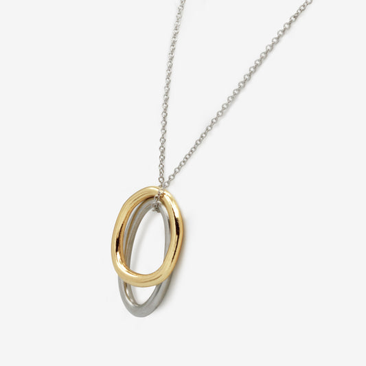 Two tone circular charms silvered necklace - PR253N032MM