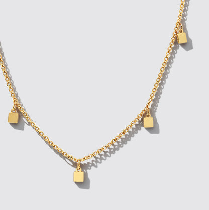 Gold-Tone Charm Necklace with Small Square Charms