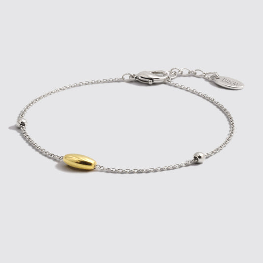 Silver-Tone Bracelet with Two-Tone Beads