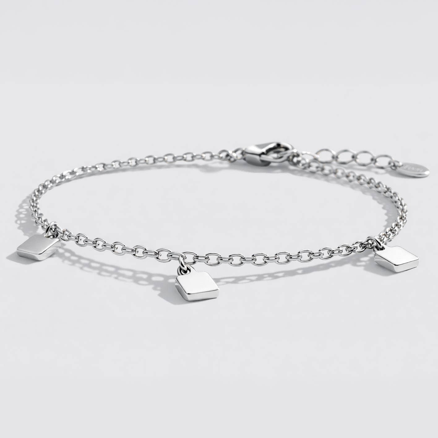 Silver-Tone Charm Bracelet with Small Square Charms