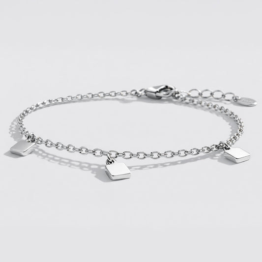 Silver-Tone Charm Bracelet with Small Square Charms