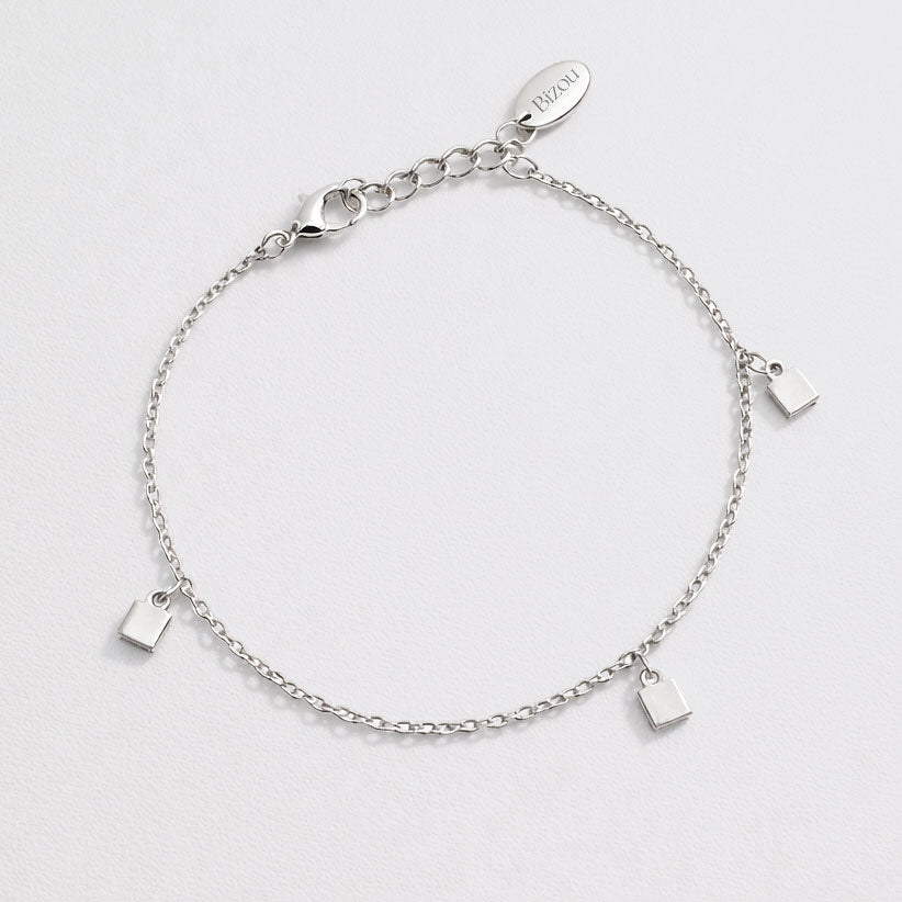 Silver-Tone Charm Bracelet with Small Square Charms