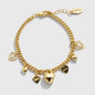Gold-Tone Charm Bracelet with Multiple Heart Charms