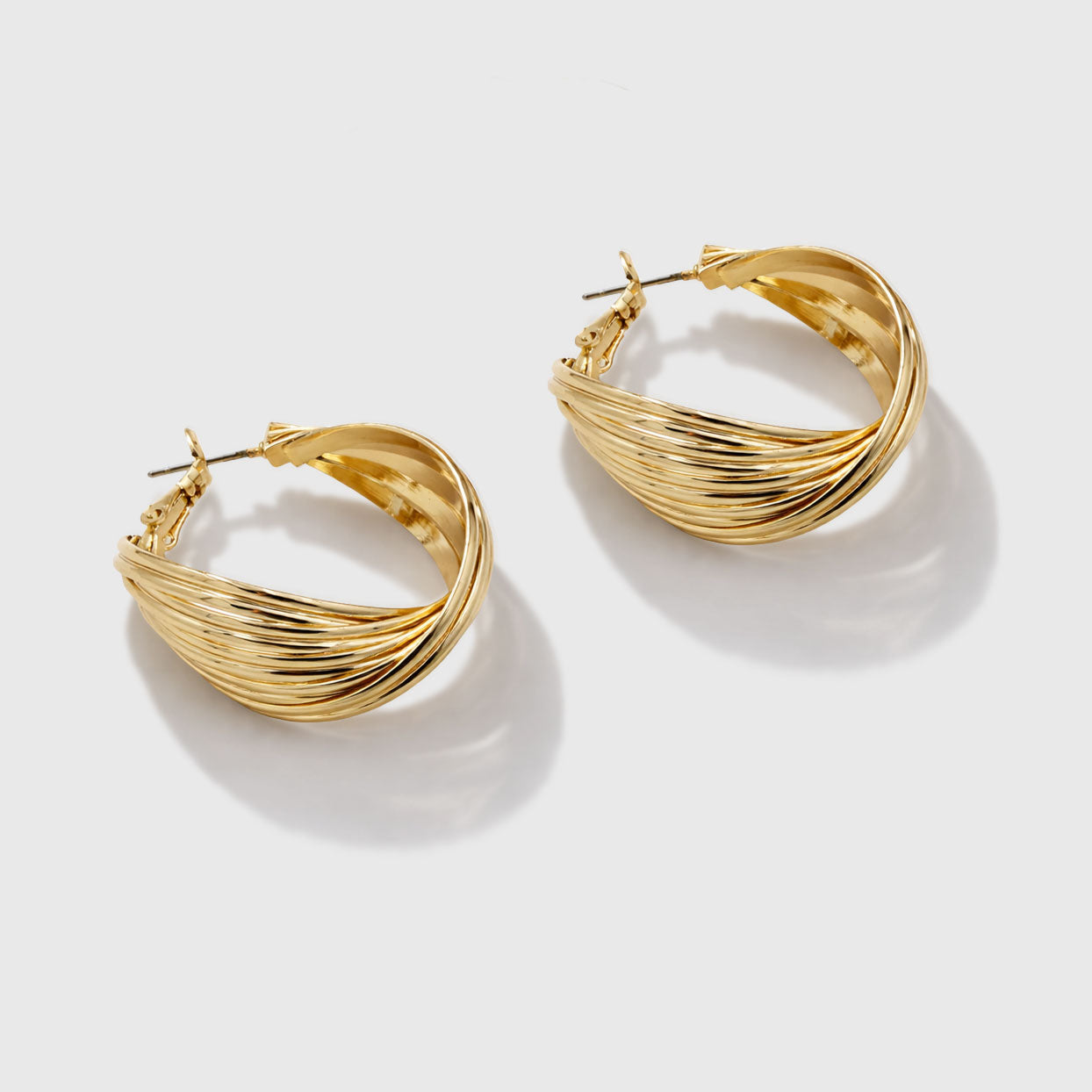 Gold-Tone Twisted Hoop Earrings
