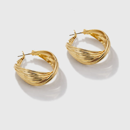 Gold-Tone Twisted Hoop Earrings