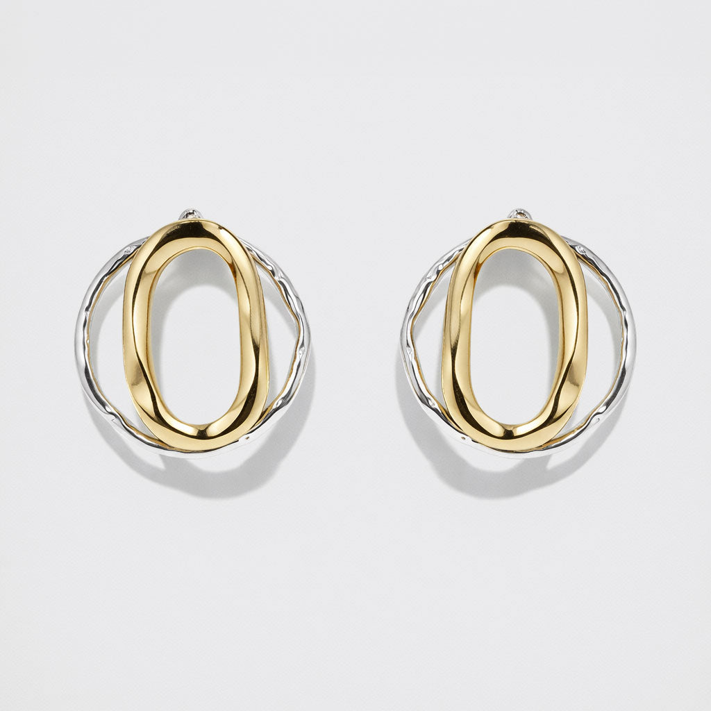 Two-Tone Layered Organic Circle Hoop Earrings