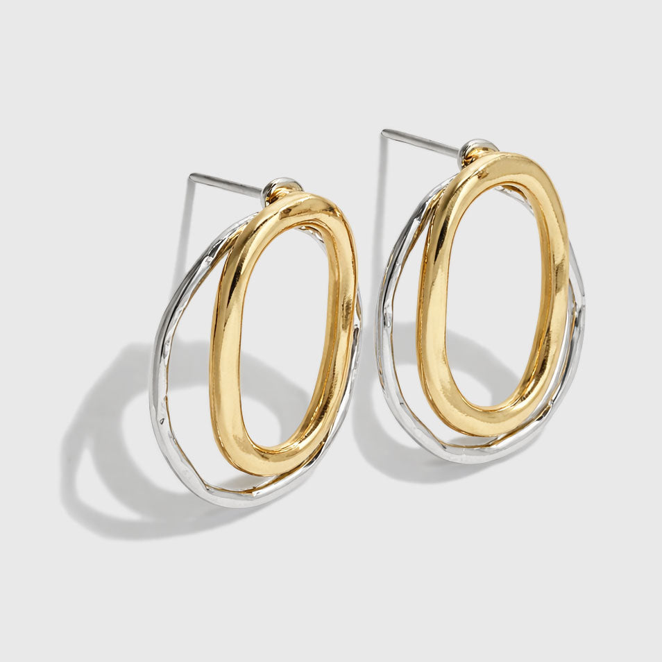 Two-Tone Layered Organic Circle Hoop Earrings