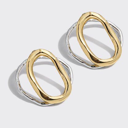 Two-Tone Layered Organic Circle Hoop Earrings