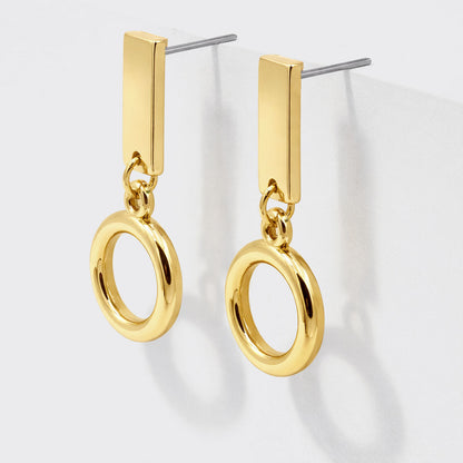 Set of 2 Gold-Tone Hoop and Drop Earrings