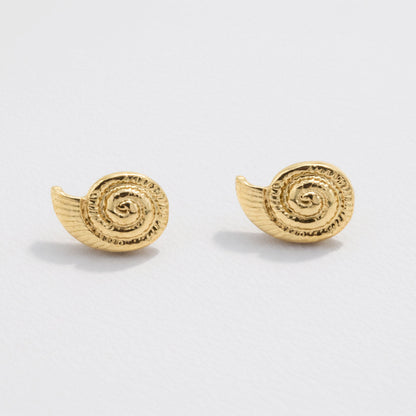 Set of 3 Gold-Tone Earrings with Pearl, Fish and Shell Stud
