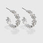 Silver-Tone Floral Hoop Earrings