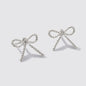 Silver-Tone Textured Bow Stud Earrings