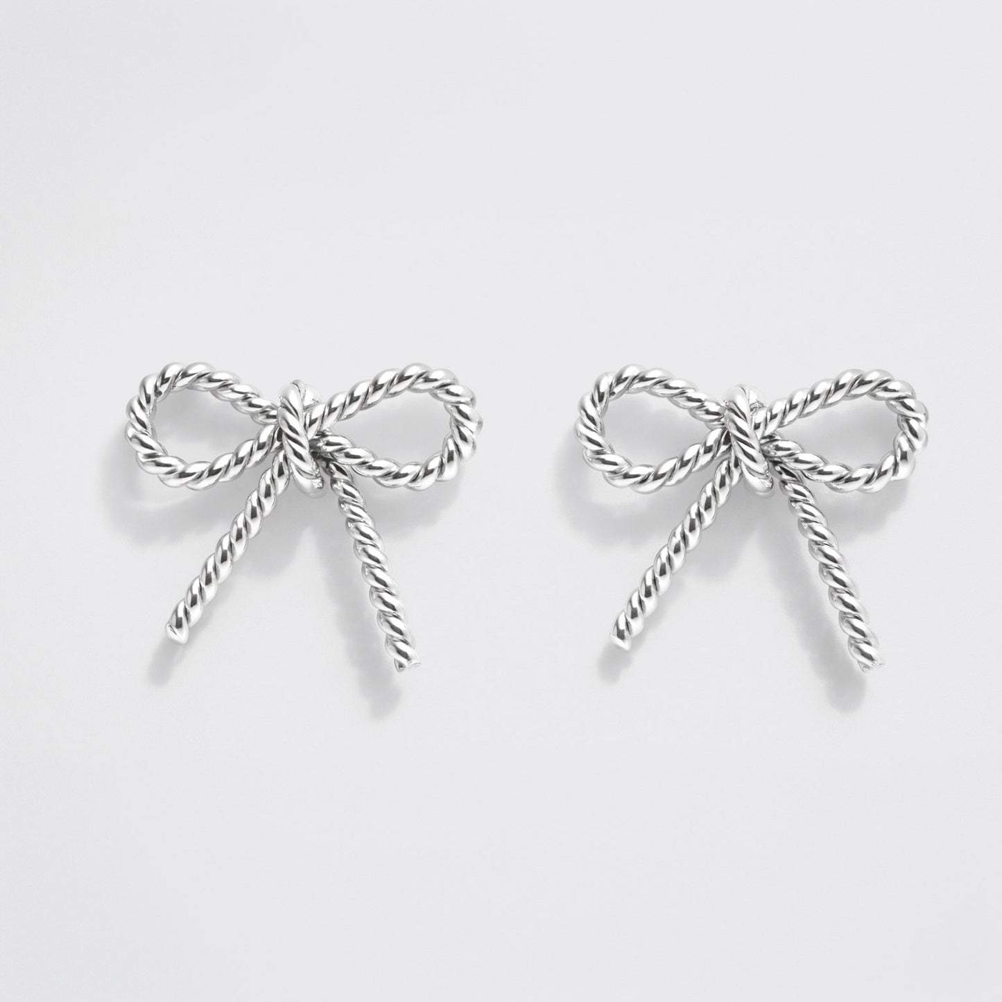 Silver-Tone Textured Bow Stud Earrings