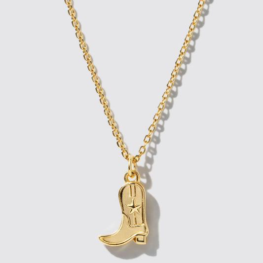 Gold-Tone Necklace with Cowgirl Boot Charm Pendant