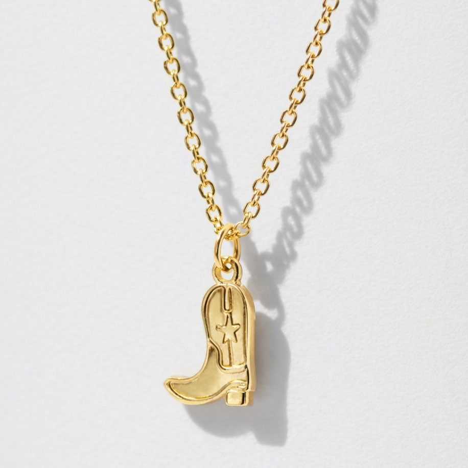 Gold-Tone Necklace with Cowgirl Boot Charm Pendant