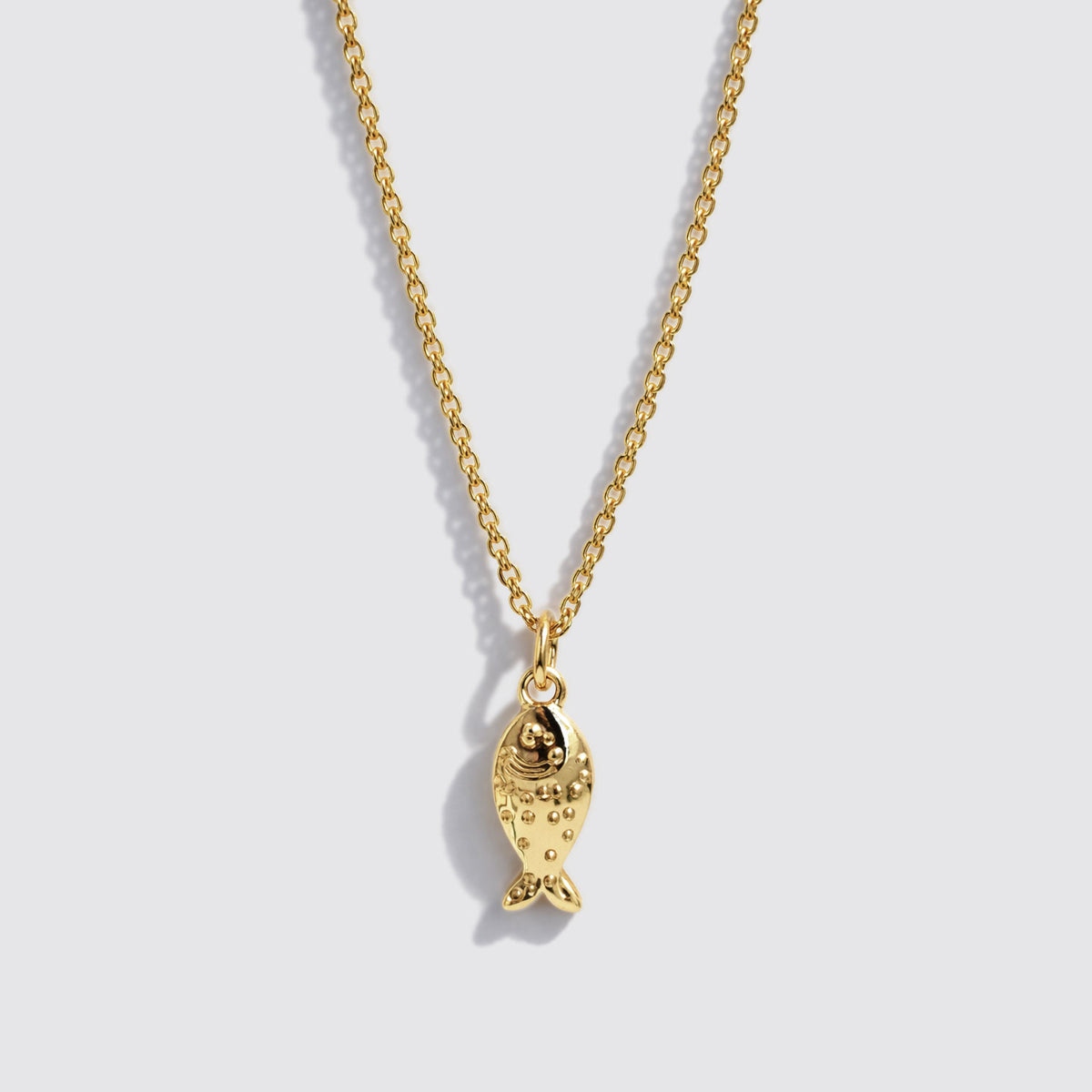 Gold-Tone Dainty Necklace with Fish Charm Pendant