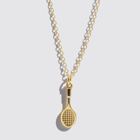 Gold-Tone Necklace with Tennis Racket Charm Pendant