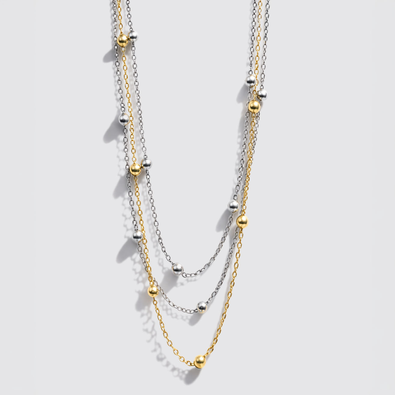 Two-Tone Triple-Row Beaded Necklace