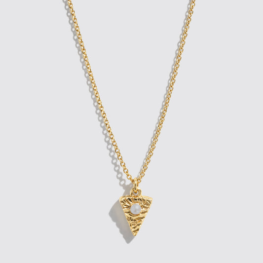 Gold-Tone Necklace with Pie Slice Charm Pendant