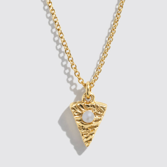 Gold-Tone Necklace with Pie Slice Charm Pendant