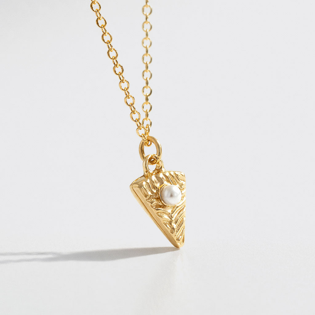 Gold-Tone Necklace with Pie Slice Charm Pendant