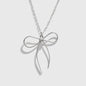Silver-Tone Necklace with Bow Charm Pendant