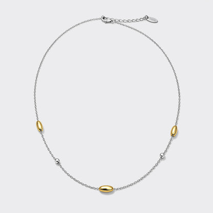 Silver-Tone Necklace with Two-Tone Beads