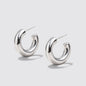 Thick Silvered Hoop Earrings Stainless Steel