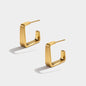 Angular golden brushed hoop earrings in stainless steel - SF243E009GL