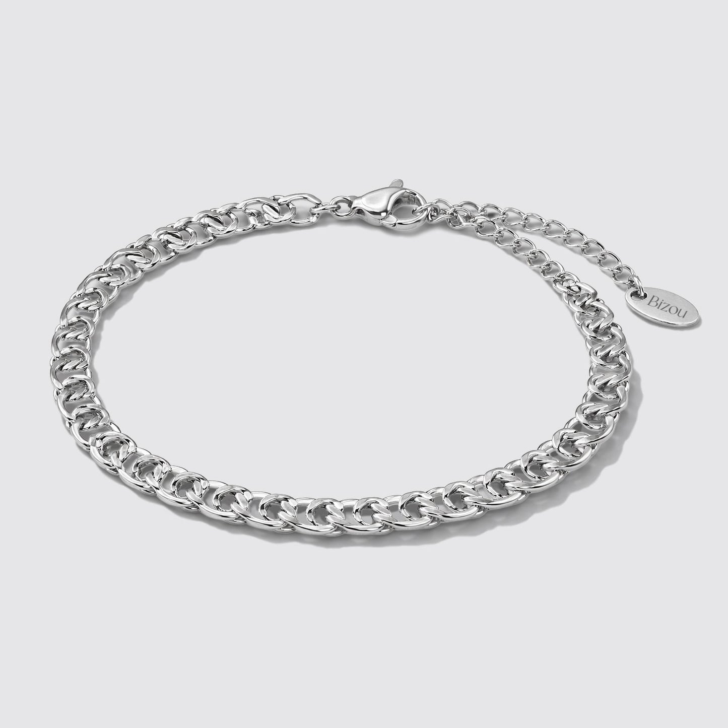 Silver Crossed Mesh Bracelet Stainless Steel