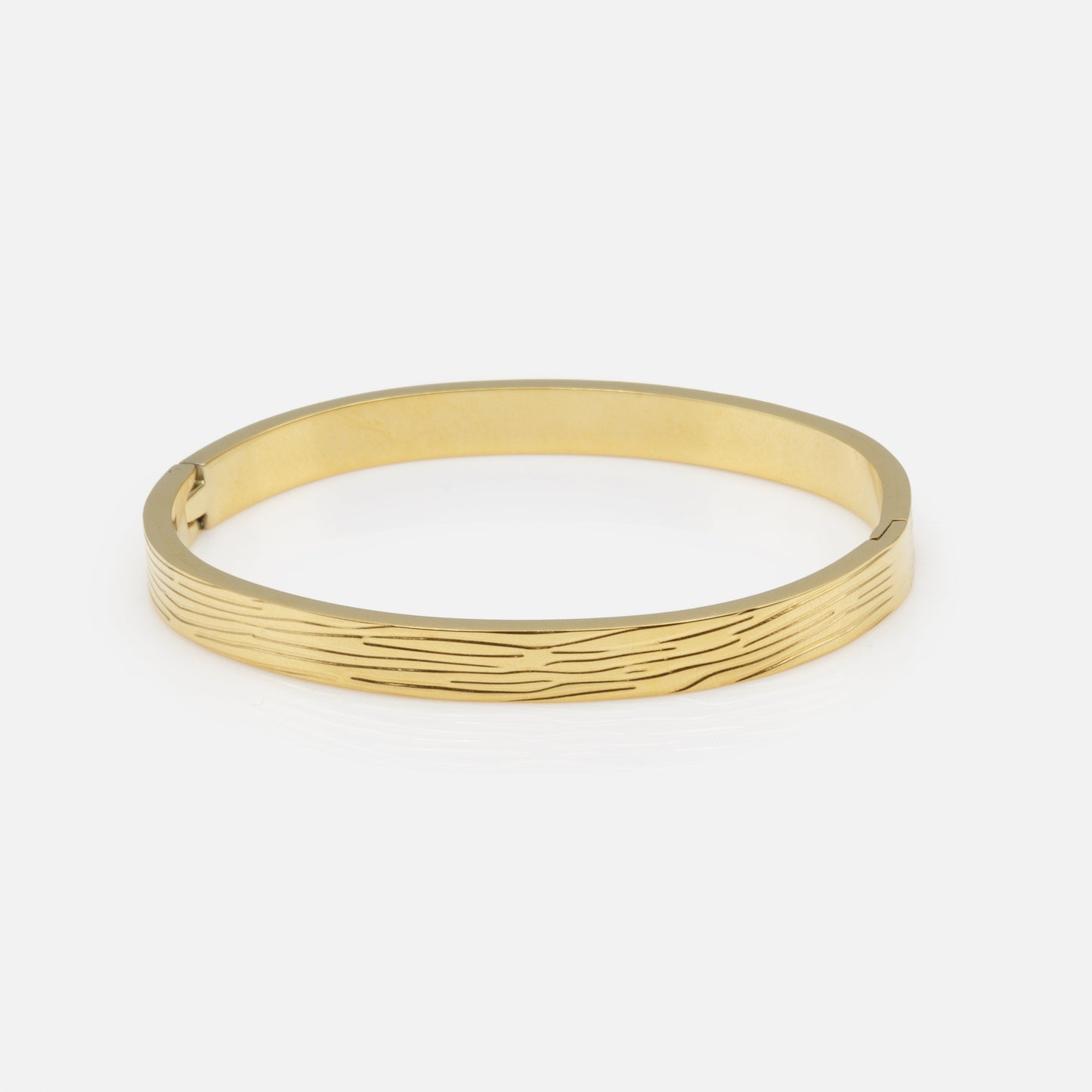 Golden grooved bangle stainless steel