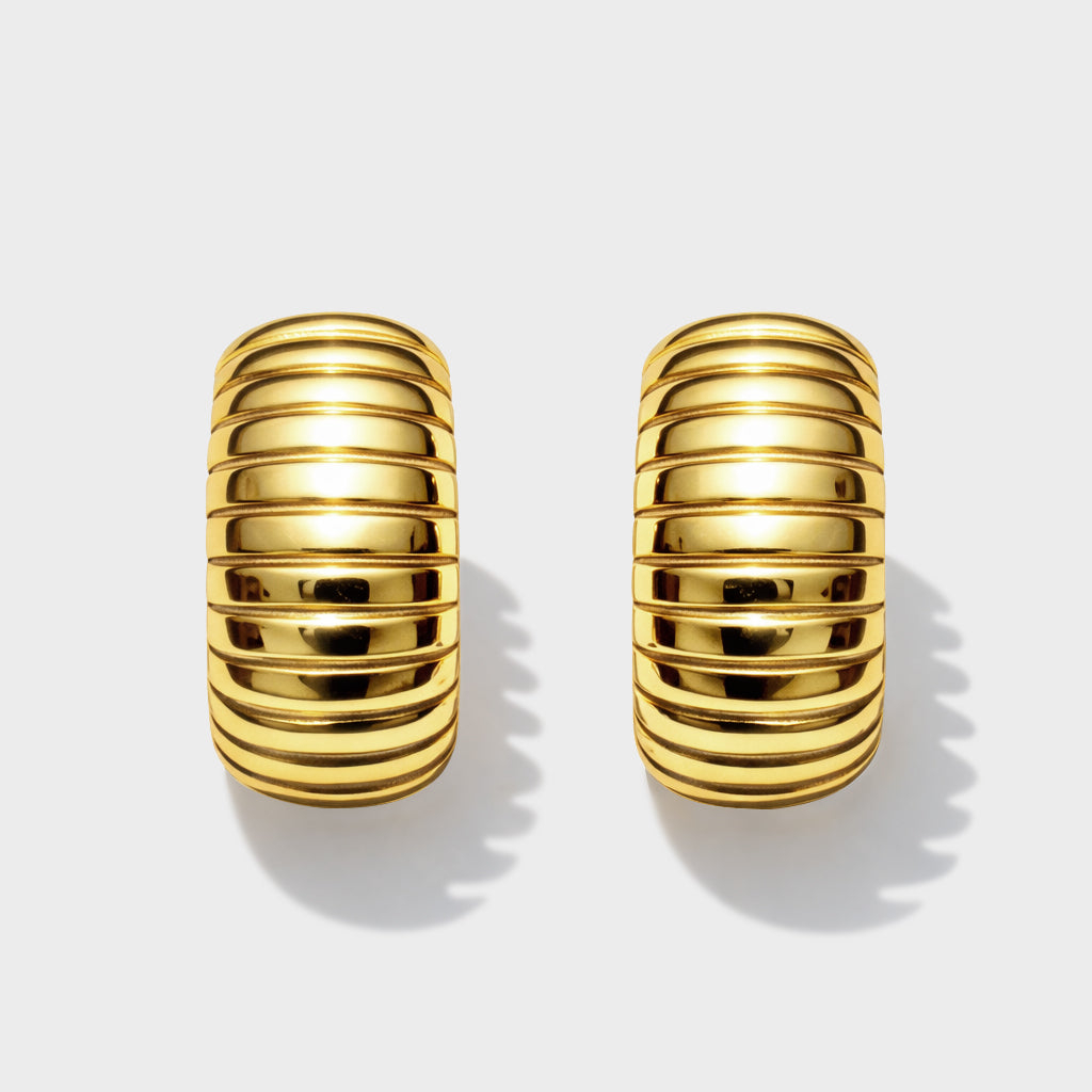 Boucles d'oreilles texturées dorées en acier inoxydable - SF251E016GL