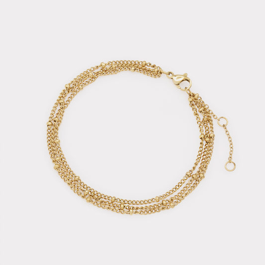 Triple beaded golden bracelet in stainless steel - SF253B024GL
