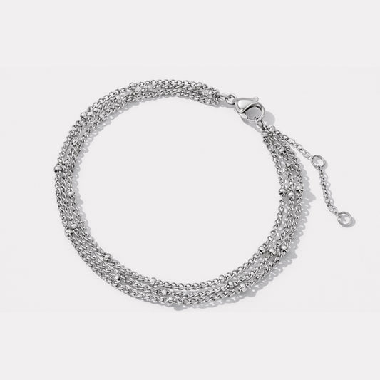 Triple beaded silvered bracelet in stainless steel - SF253B024SL
